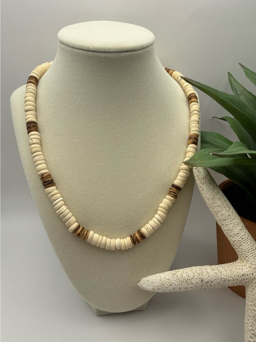 Handcrafted Coconut Shell Bead Necklace • 20” • Unisex